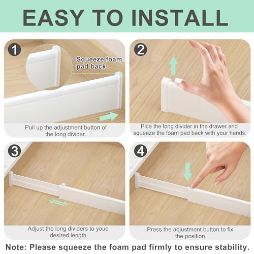 Drawer Dividers 8 Pack, 2.36" High, 12.6-22.8'' Adjustable Expandable Plastic Drawer Organizers Z3221