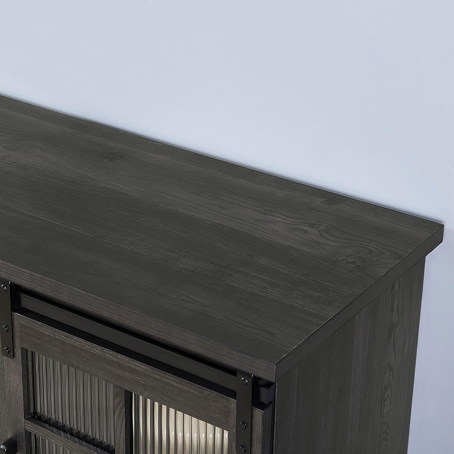 Charcoal Grey Fireplace TV Stand with Storage Drawers and Sliding Door J9751