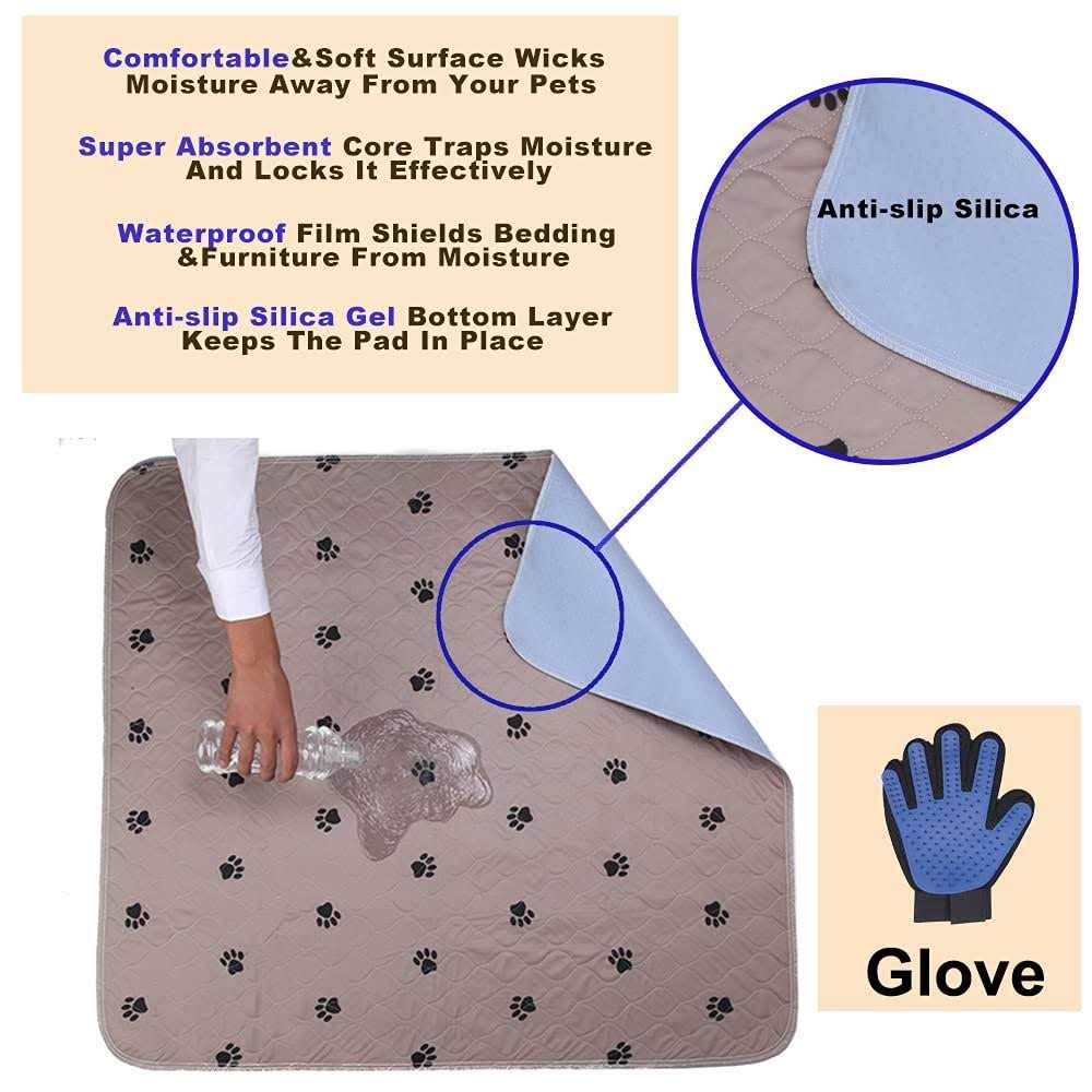 Washable Dog Pee Pads with Puppy Grooming Gloves C27408
