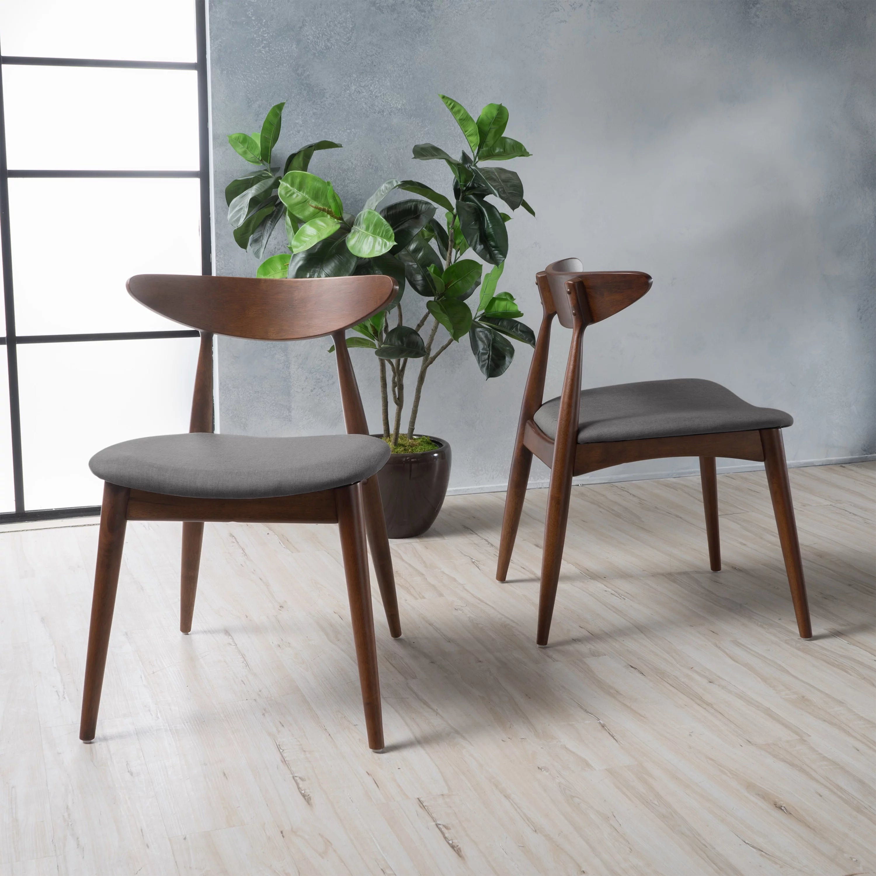 Light Grey Fabric Dining Chairs, Set of 2 F5978