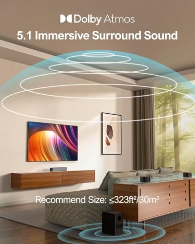 5.1CH Surround Sound Bar with Subwoofer, Dolby Atmos, 300W H185