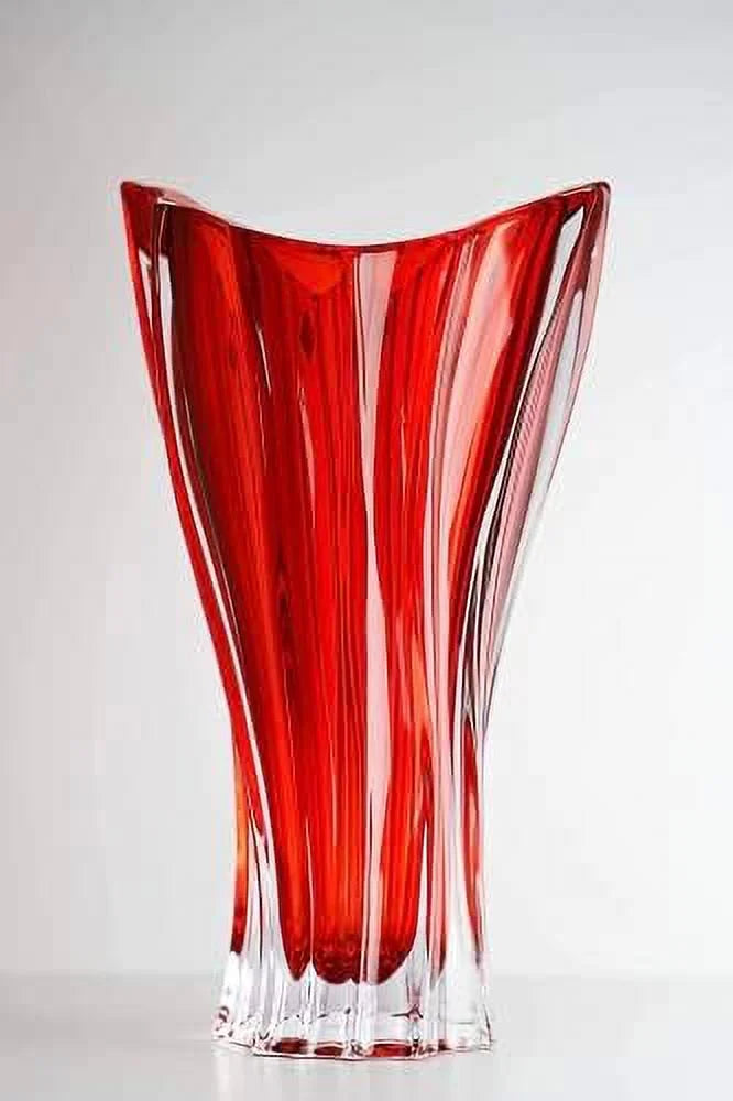 Red 12'' Crystal Glass Vase G262