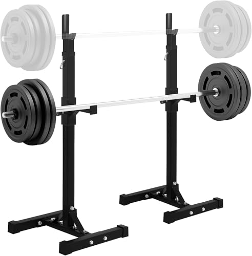 Black Adjustable Squat Rack Stand Set of 2 W9601