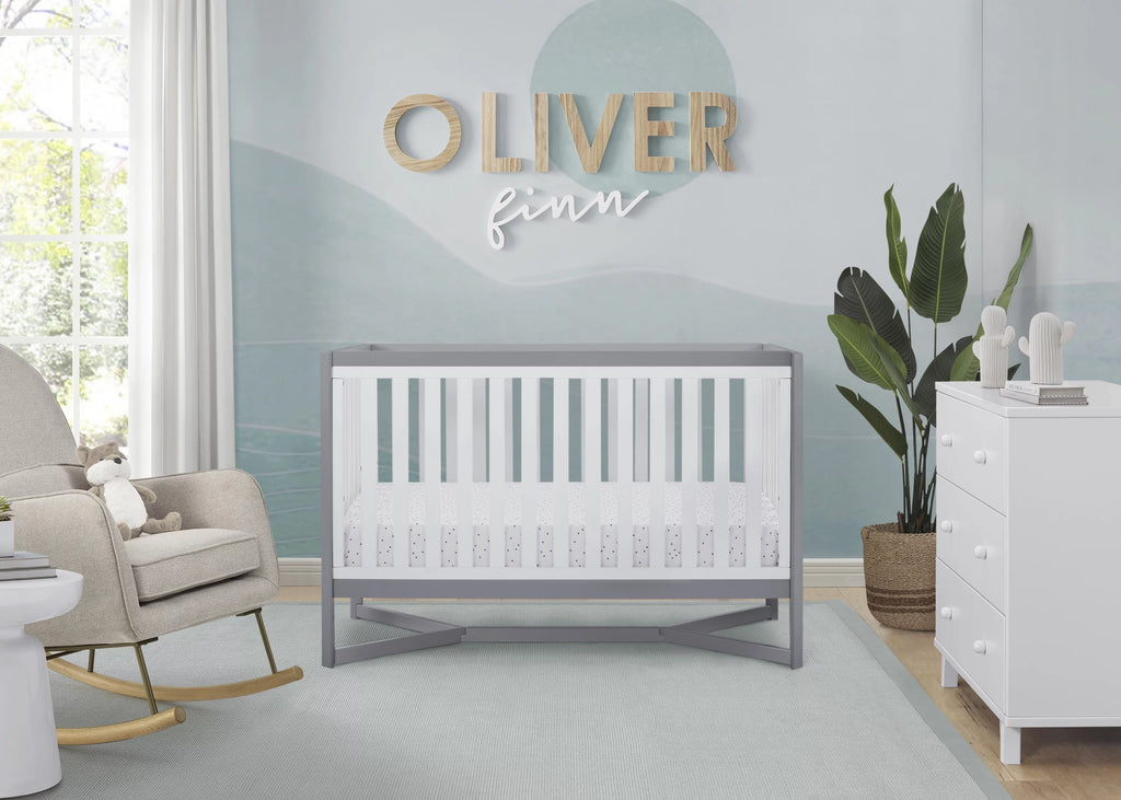 White/Gray 4-in-1 Convertible Crib G9851