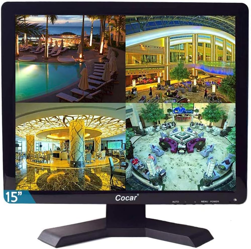 15 inch CCTV Security Monitor with BNC VGA HDMI AV Built-in Speaker 4:3 HD Display LCD Screen Display with USB Media Player S387338