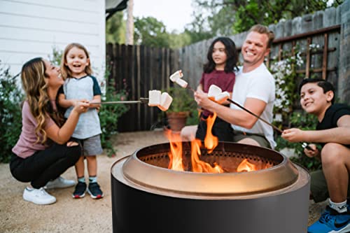 27 Inch Smokeless Stainless Steel Fire Pit with Stand, Bronze U1188