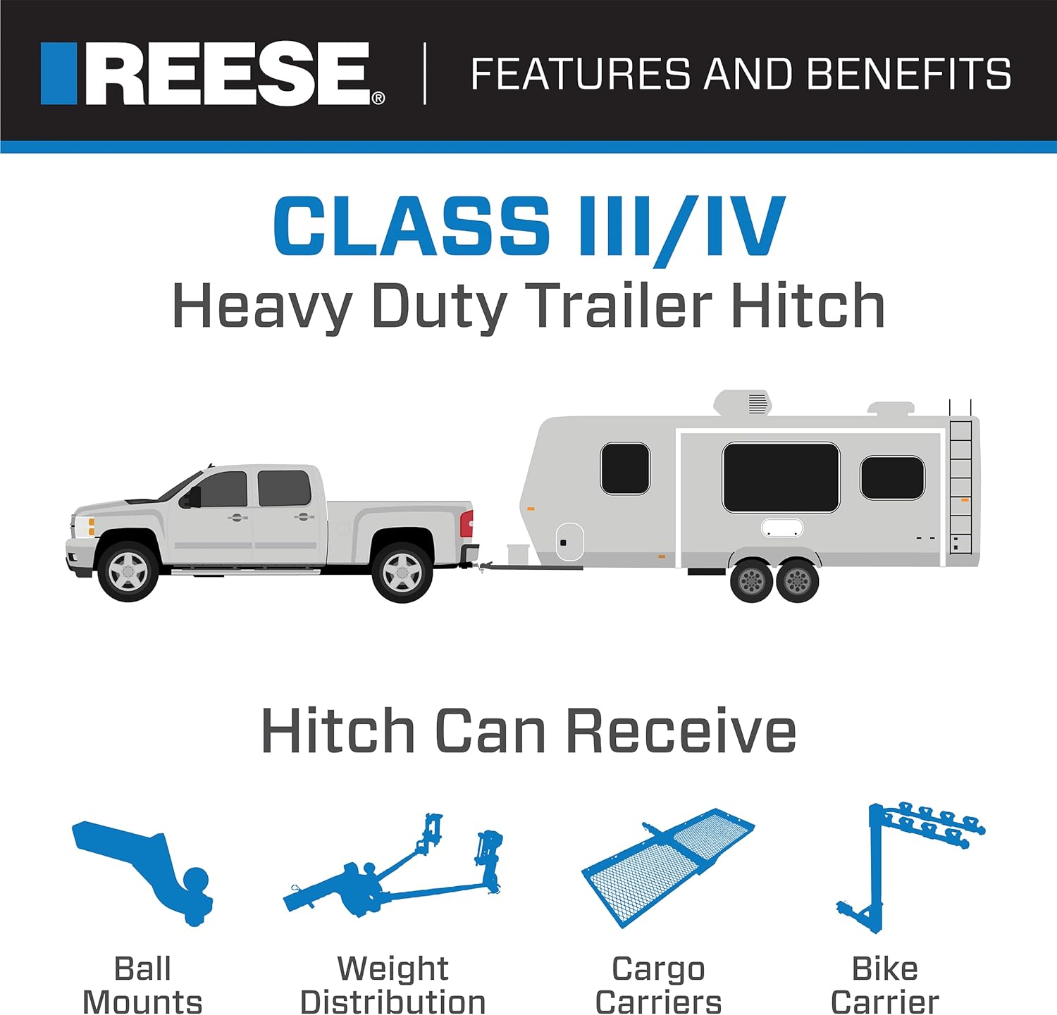 Black Class III Custom-Fit Hitch with 2" Square Receiver Opening A774