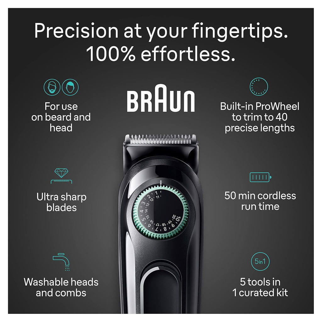 5-in-1 Trimmer for Men with Beard Trimmer, Ear & Nose Trimmer, Hair Clippers, Black Y3571