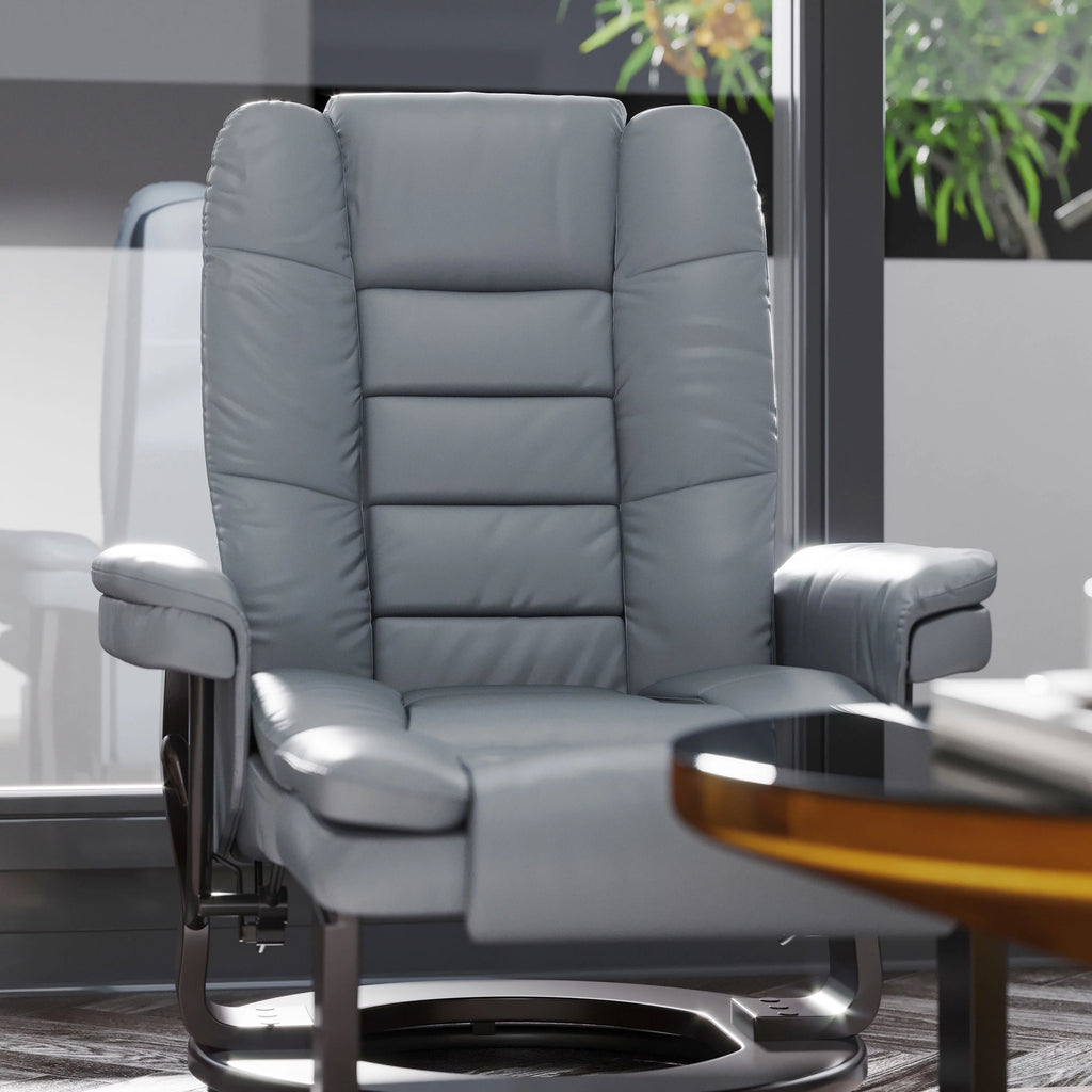 Gray Faux Leather Recliner with Ottoman M541
