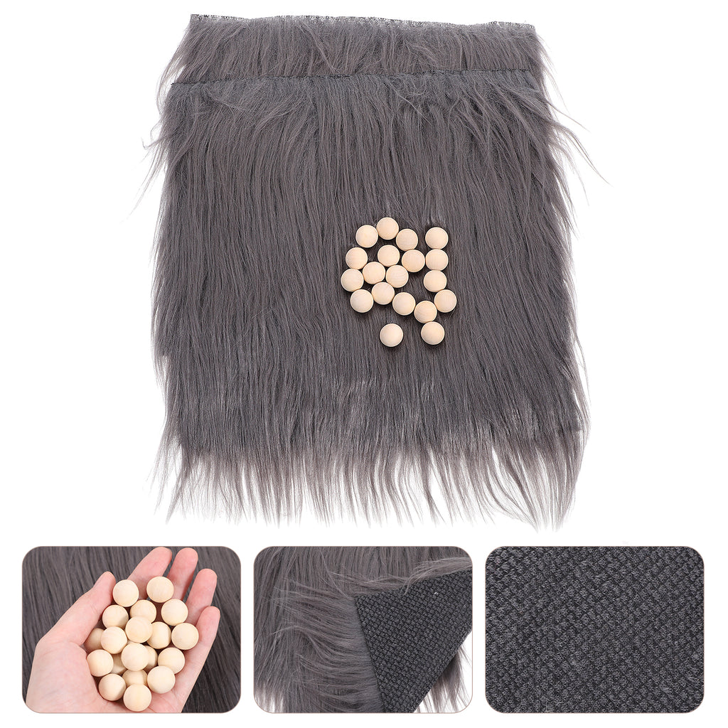 2 Sets Gnome Doll DIY Making Supplies Including Square Faux Fur Fabric Wooden Balls A270231