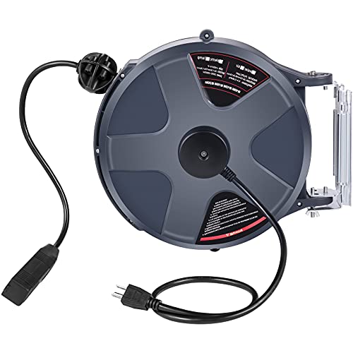 50 FT 14AWG/3C SJTOW Power Cord Reel with Lighted Triple Tap Outlet B650804