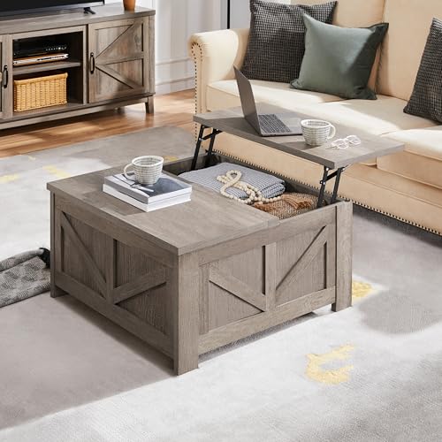 Gray Lift Top Coffee Table with Hidden Storage Compartment P1722
