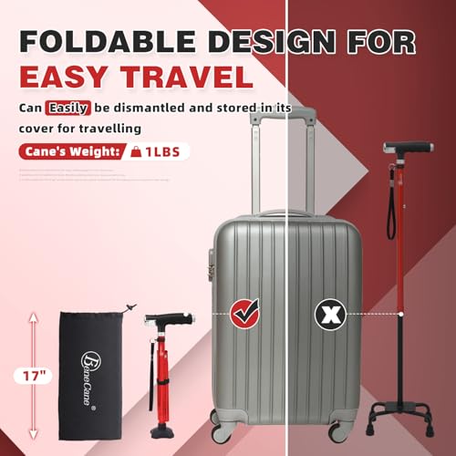 Folding Quad Cane with Two Led Lights Y499687