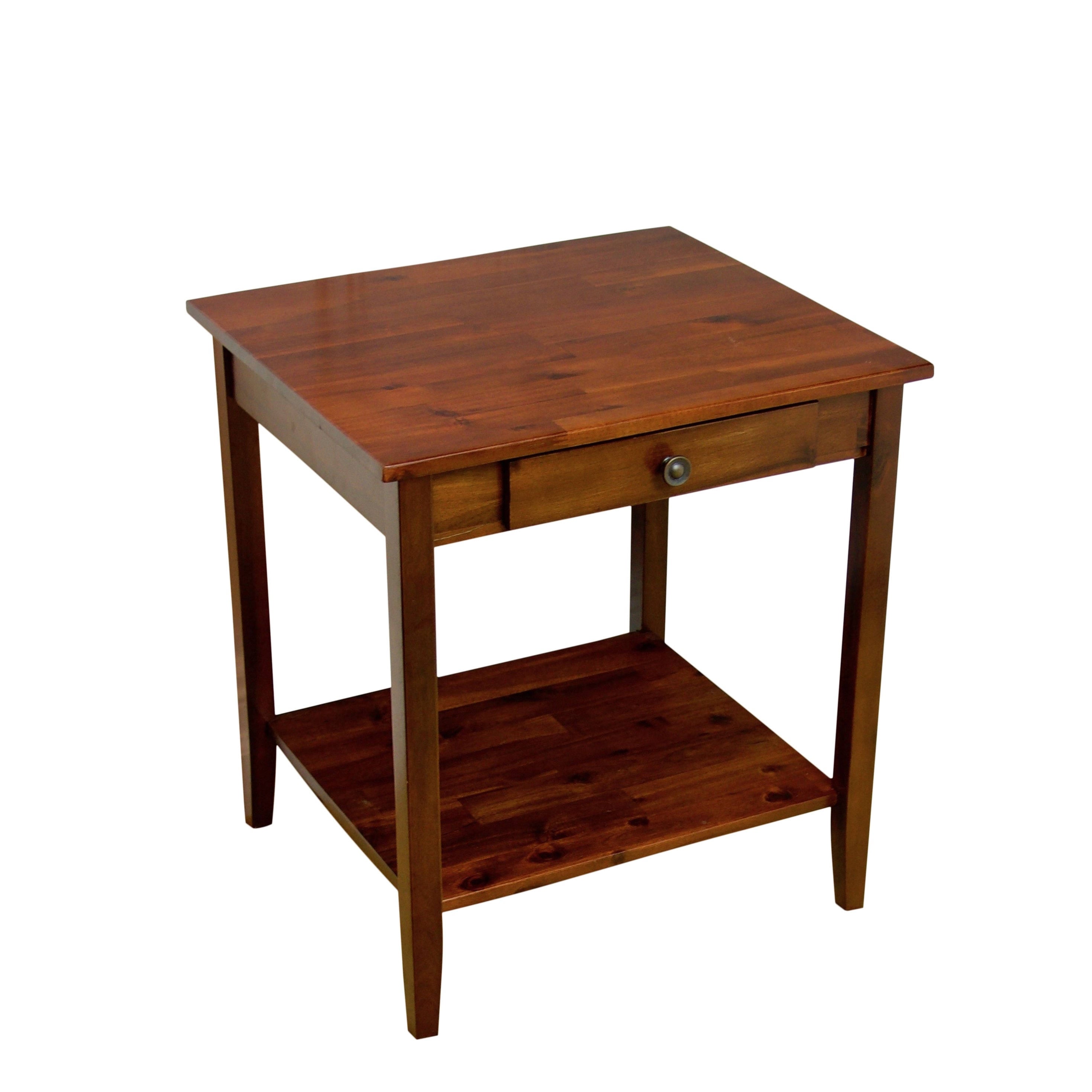 Solid Acacia 1-Drawer End Table - Mahogany V5178