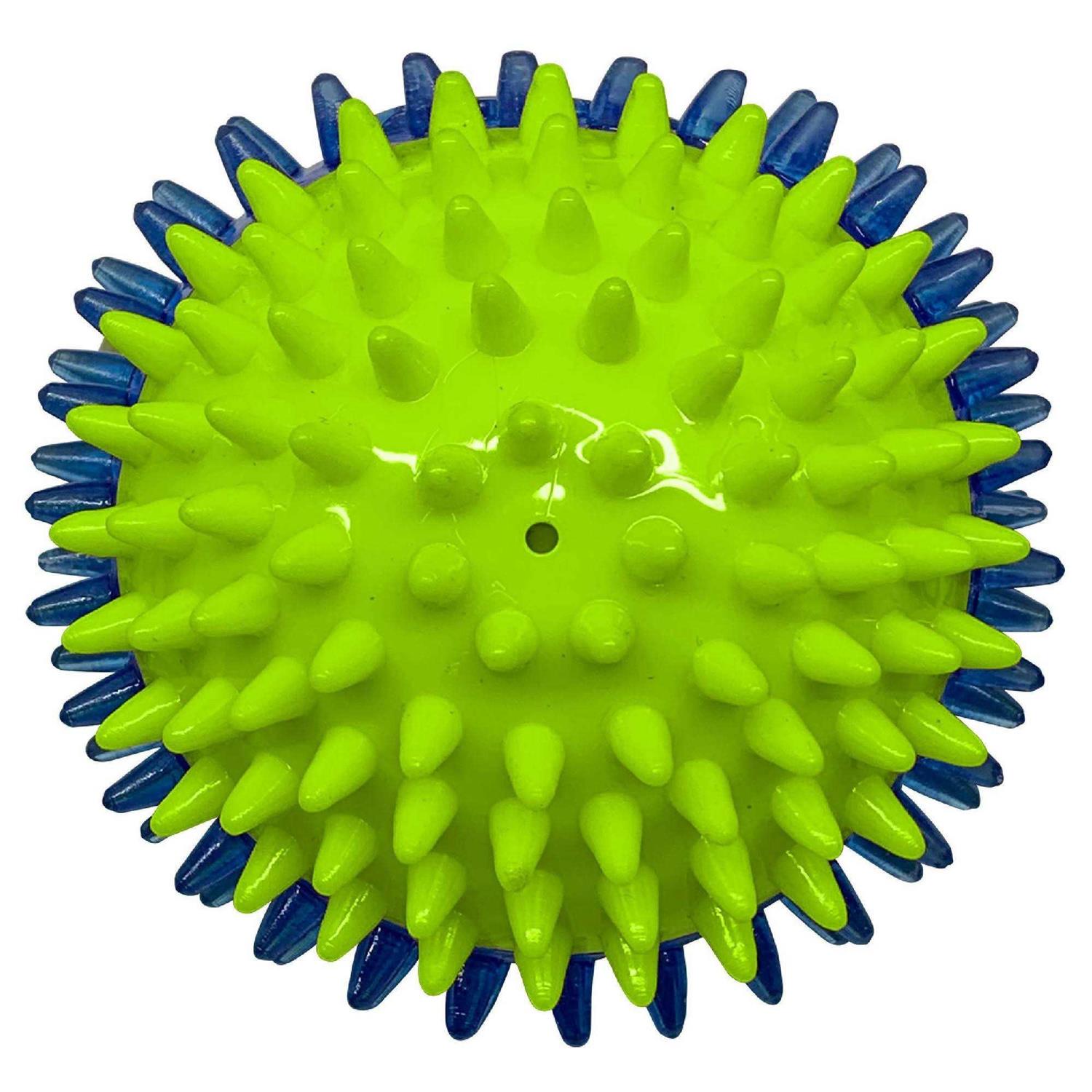 Translucent TPR 3-Part Spike LED & Squeak Ball Dog Toy Q560