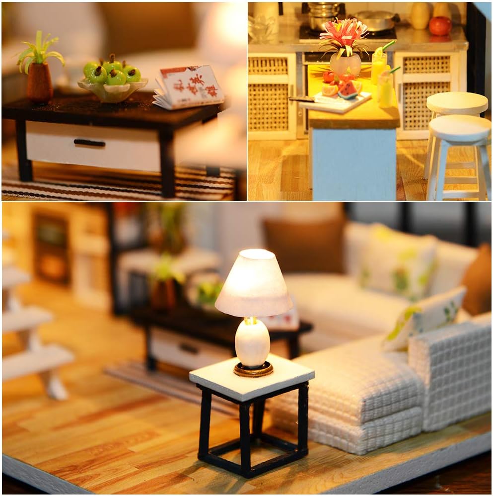 Dollhouse Miniature with Furniture, DIY Dollhouse Kit M1760