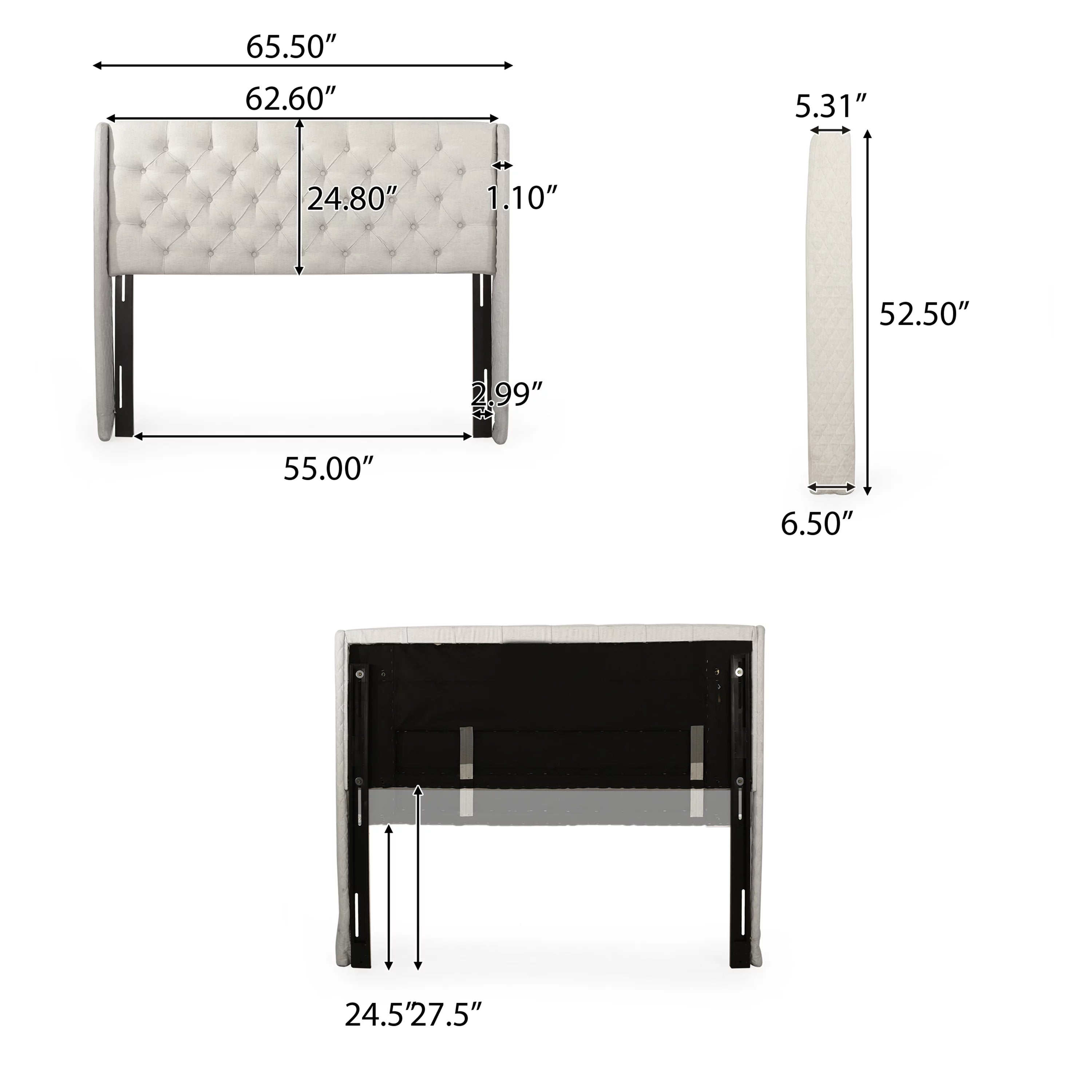 Beige Fabric Wingback Headboard L951108
