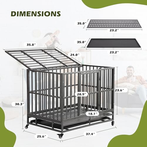 38 inch Folding Dog Crate with Removable Tray P660