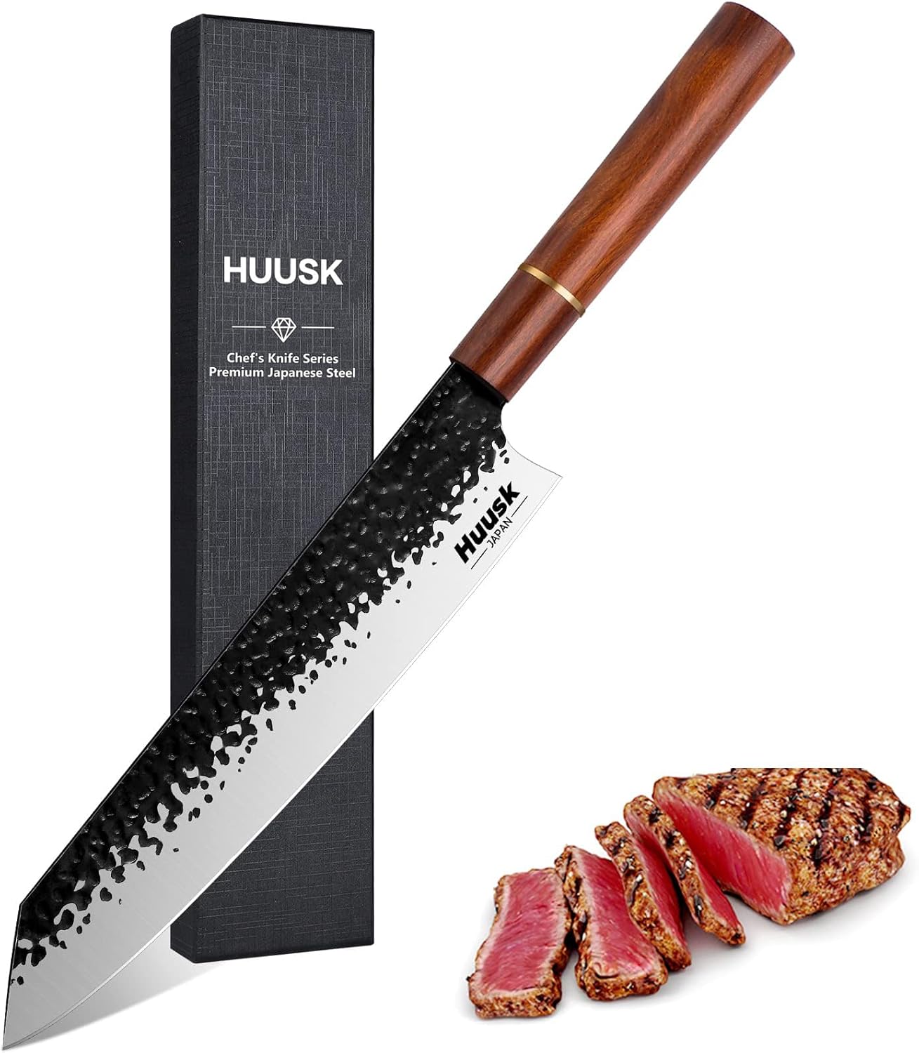 9 Inch High Carbon Steel Chef Knife with Rosewood Handle R282