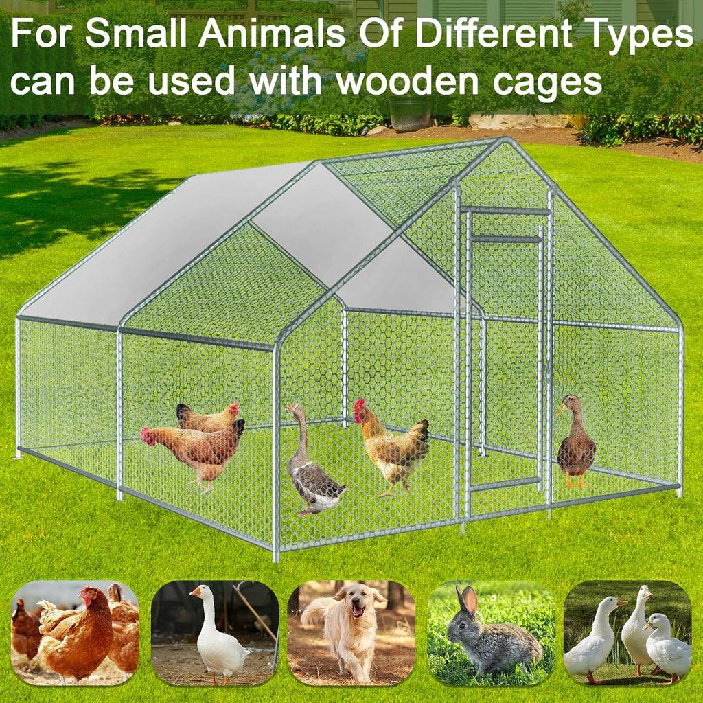 13x10x6.5 FT Metal Chicken Coop with Waterproof Cover S58763