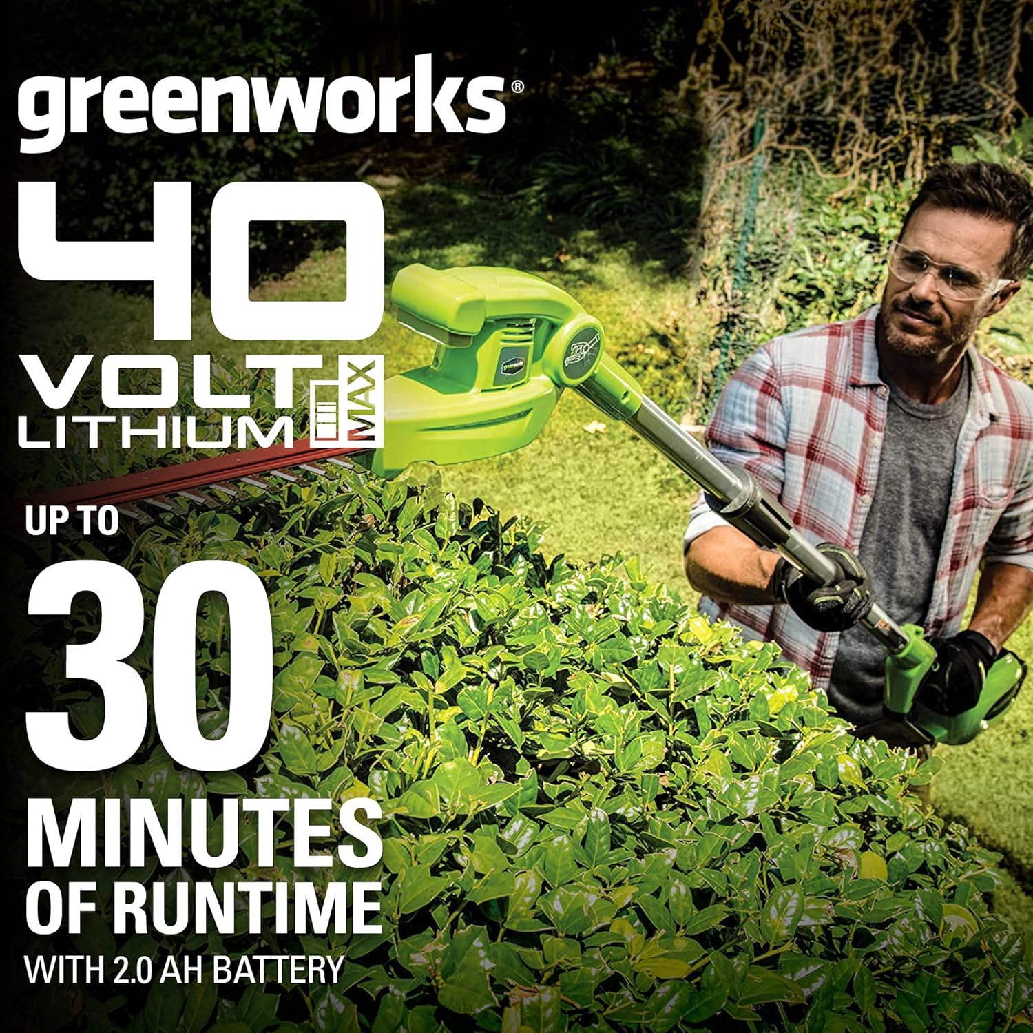 40V 20" Cordless Pole Hedge Trimmer with 2.0Ah Battery and Charger T9477