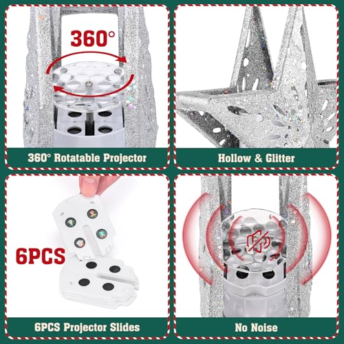 Gold Christmas Tree Topper with LED Projection I215