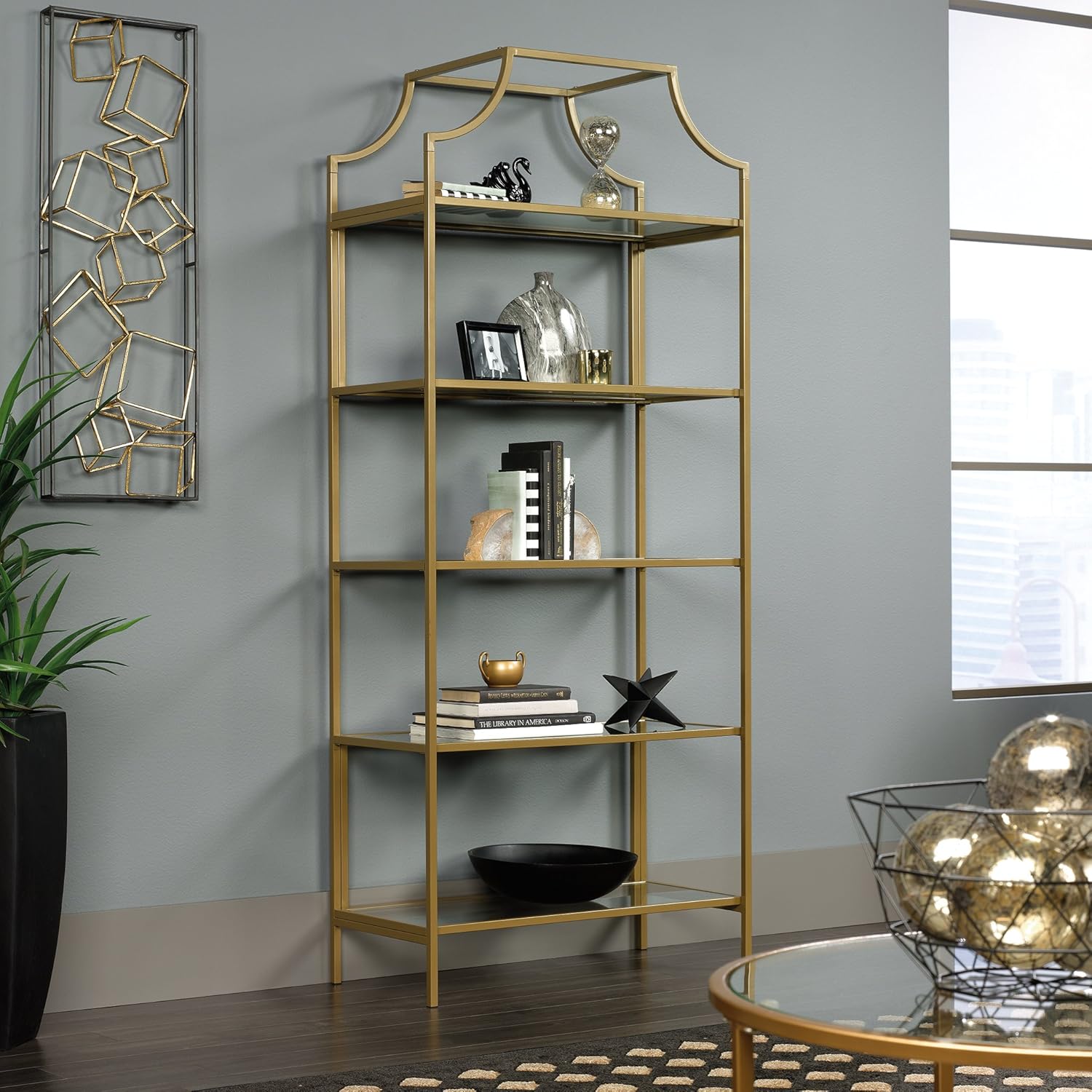 Satin Gold Bookcase O33244