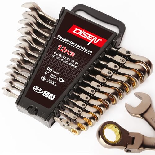 90 Teeth Flex-Head Ratcheting Wrench Set 12 Piece, SAE 1/4 to 3/4", Cr-V Steel, 12-Point, Nickel Plating W240