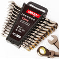 90 Teeth Flex-Head Ratcheting Wrench Set 12 Piece, SAE 1/4 to 3/4", Cr-V Steel, 12-Point, Nickel Plating W240