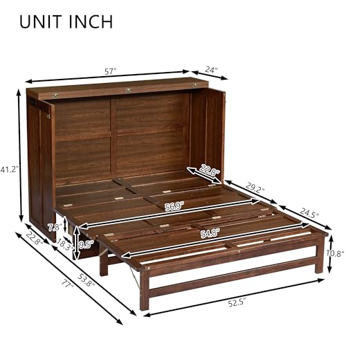 Queen Size Walnut Cabinet Murphy Bed with Drawer W716909