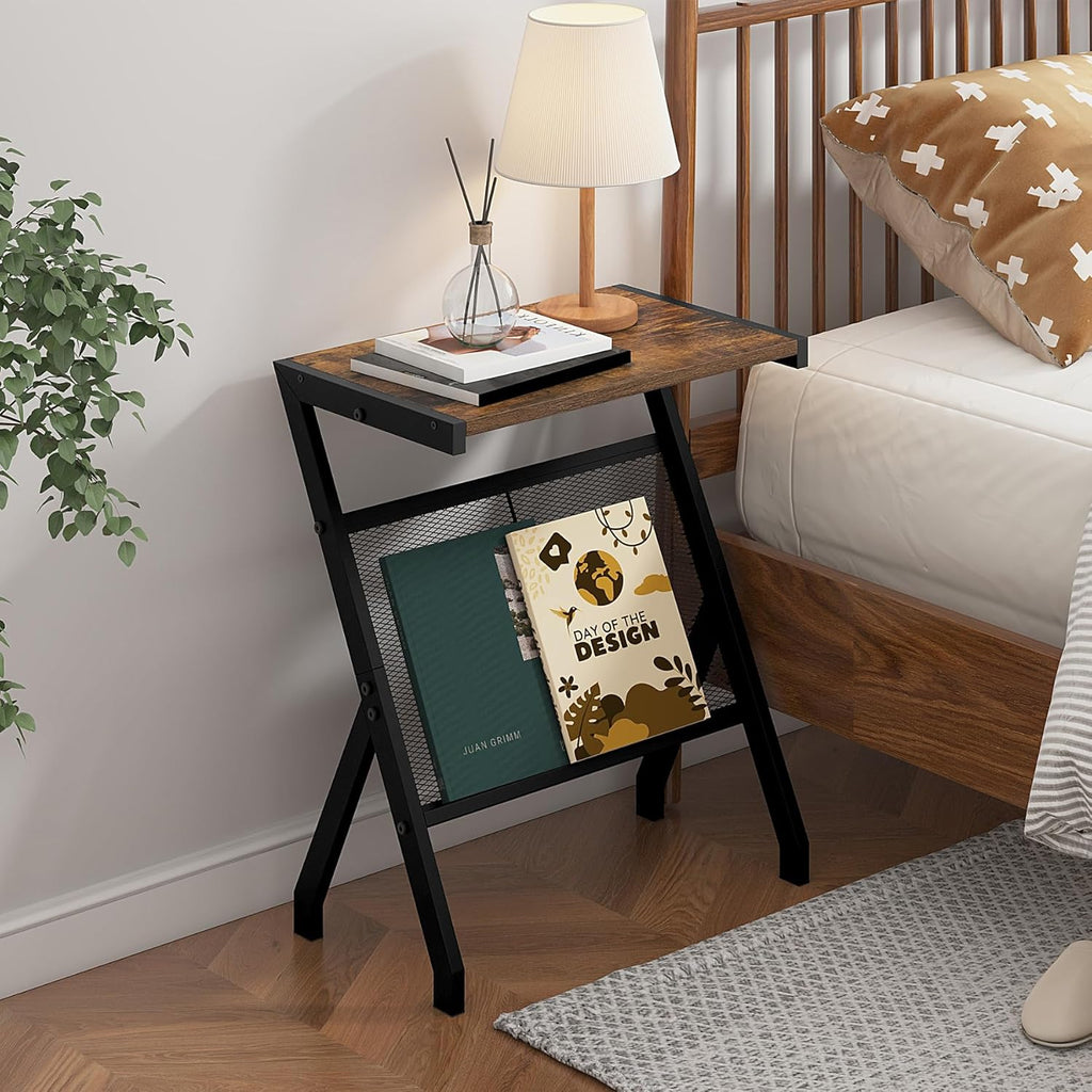 3-Tier Narrow Side Table with Charging Station O695588