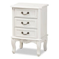 White 3-Drawer Wood Nightstand P94332