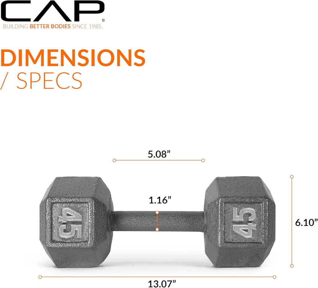 45 lb Cast Iron Hex Dumbbell I55985