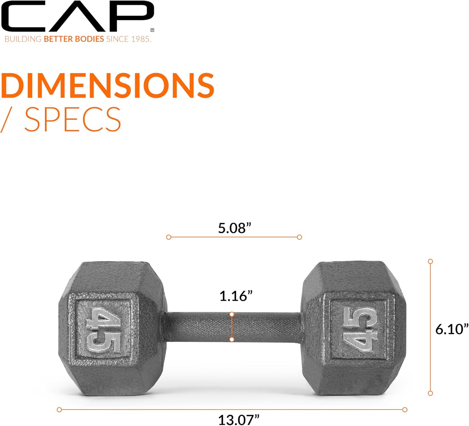 45 lb Cast Iron Hex Dumbbell I55985