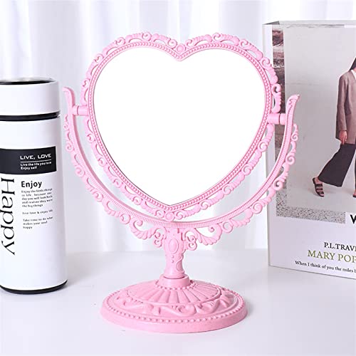 White Heart Shaped Rotatable Vanity Desktop Mirror W8868