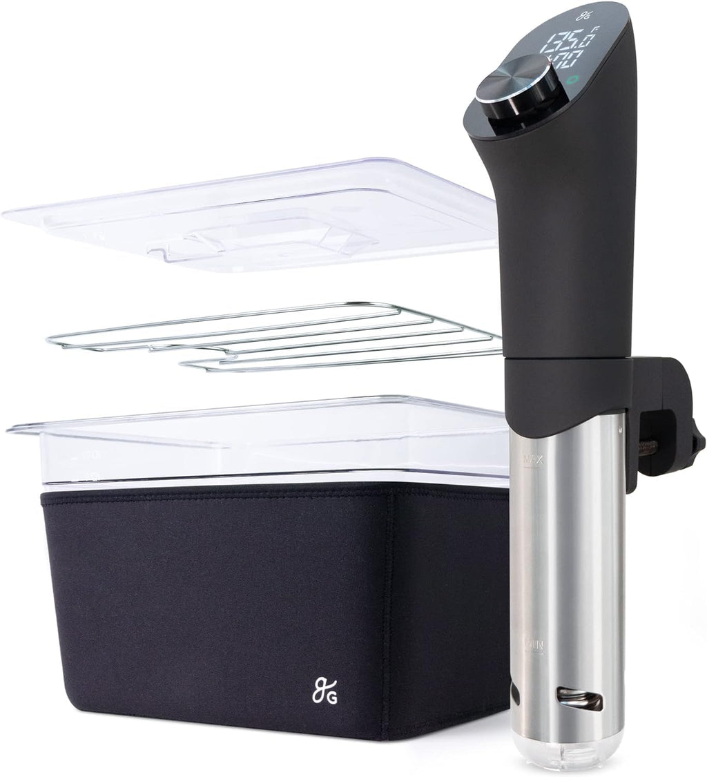 1100 Watt Sous Vide Cooker with Plastic Container, Lid, and Neoprene Sleeve M118329