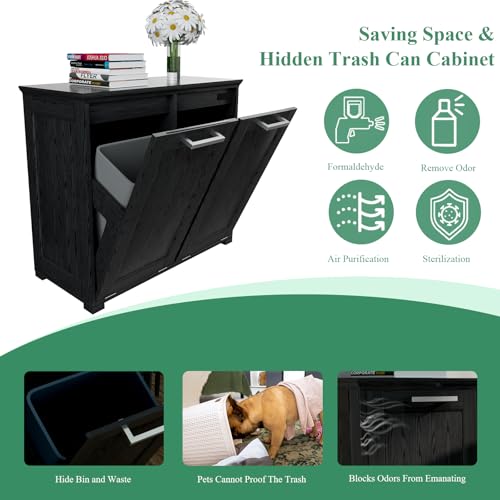 White 10-Gallon Wooden Tilt Out Trash Cabinet Y51313