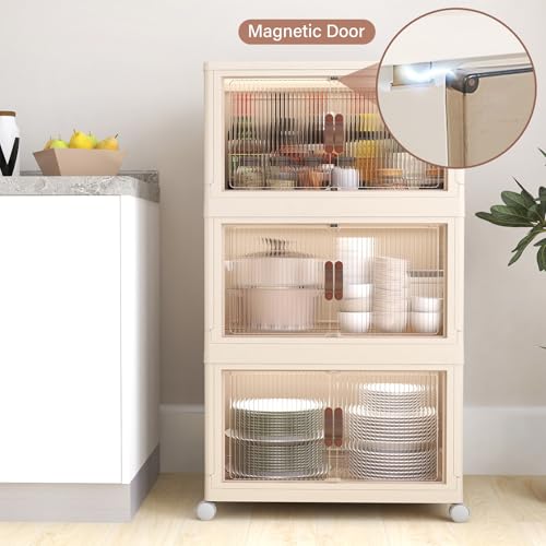 65QT Stackable Plastic Storage Bins with Wheels 3 Pack P94861