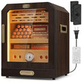 Lighted Magnetic Door Desktop Cigar Humidor Cabinet with Drawer, 3 Layer, Brown B78421