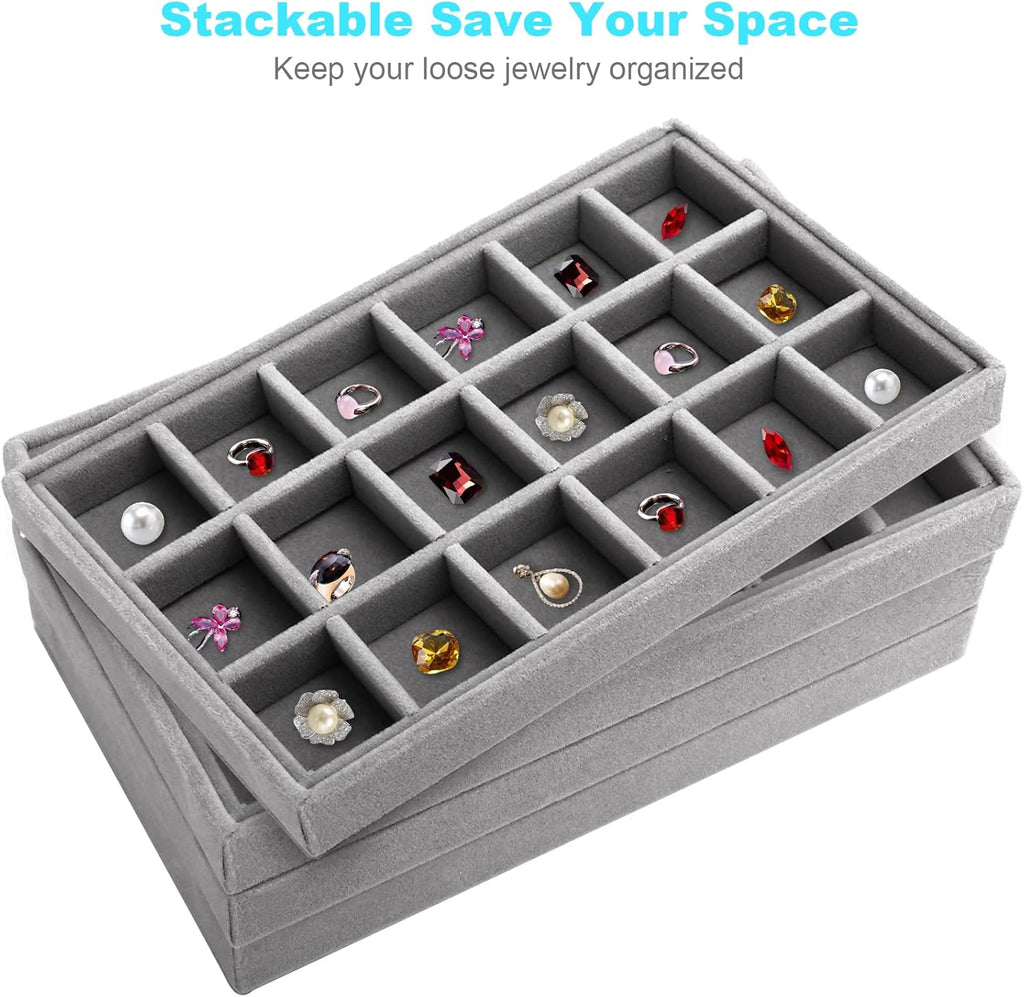 4 Pcs Velvet Jewelry Organizer Trays K777