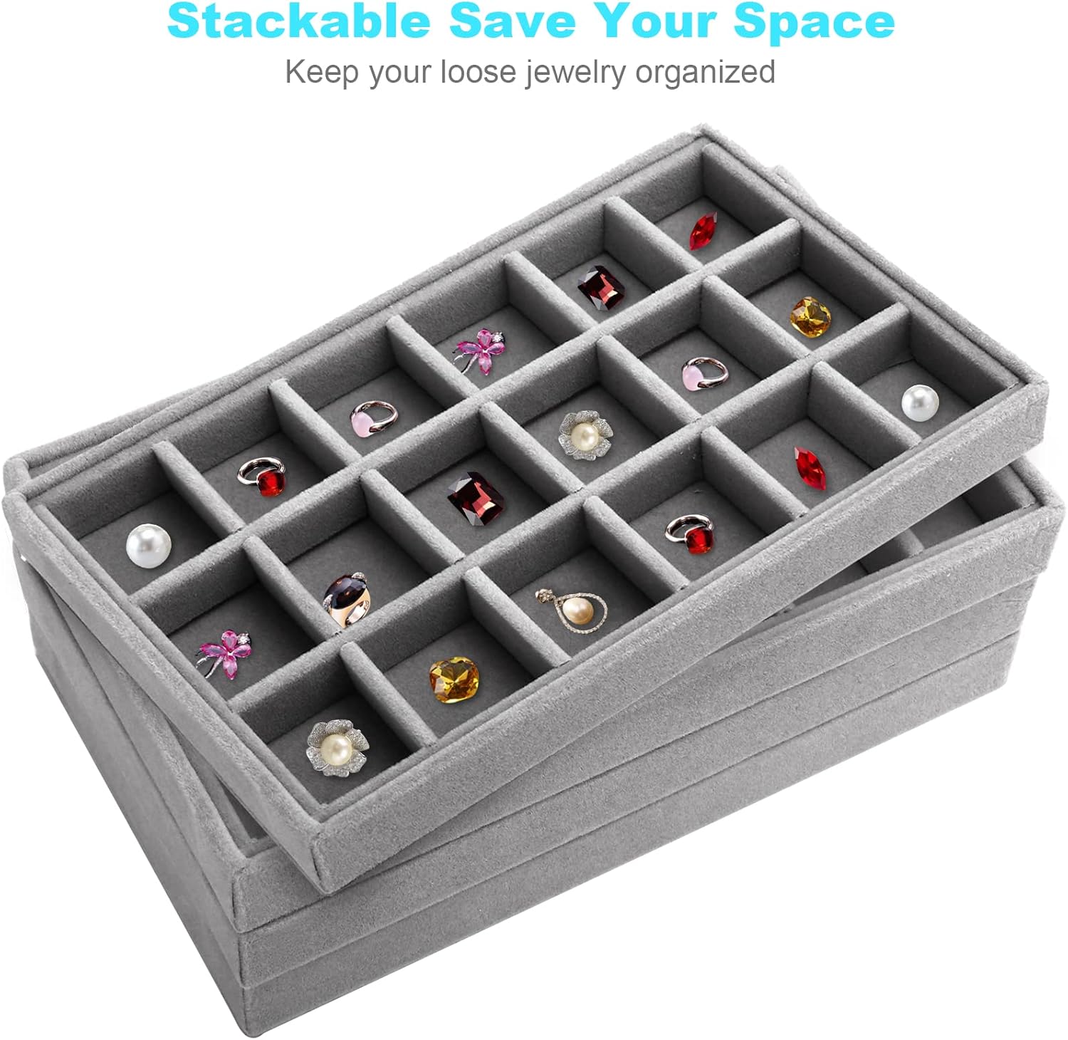 4 Pcs Velvet Jewelry Organizer Trays K777