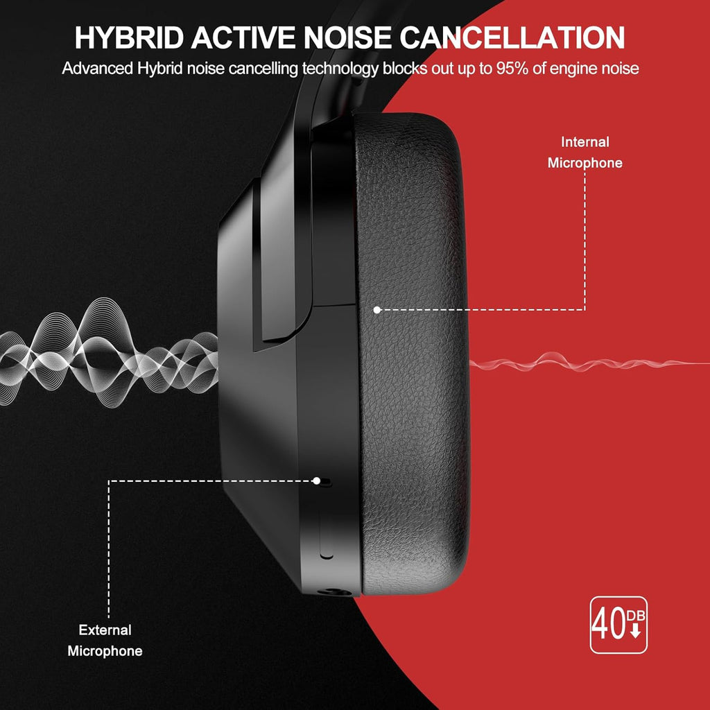 Hybrid Active Noise Cancelling Over Ear Bluetooth Headphones, 100H Playtime H75693