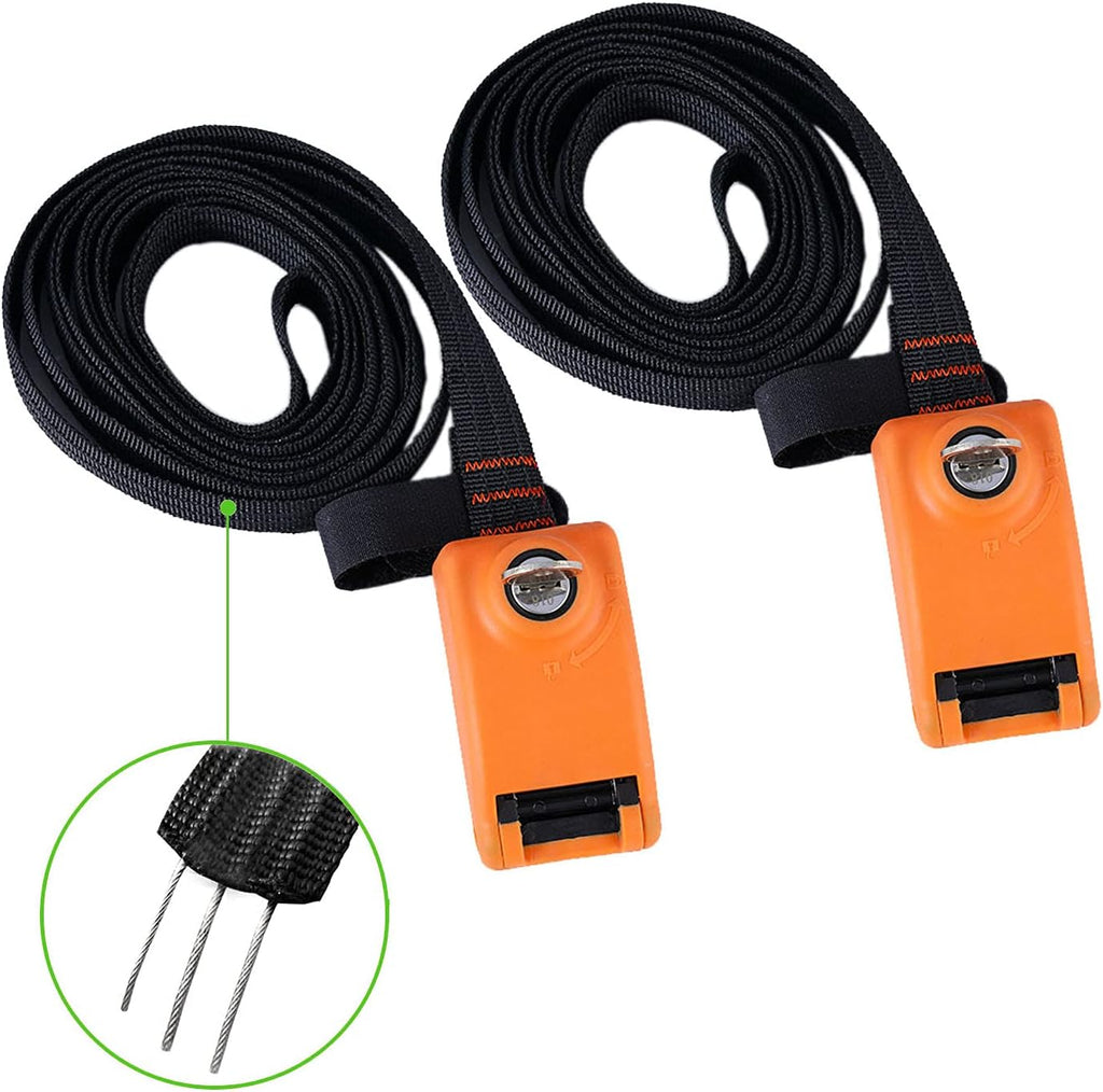 15ft Lockable Tie Down Strap with Silicone Buckle, 2 Pack (Orange) Z888530
