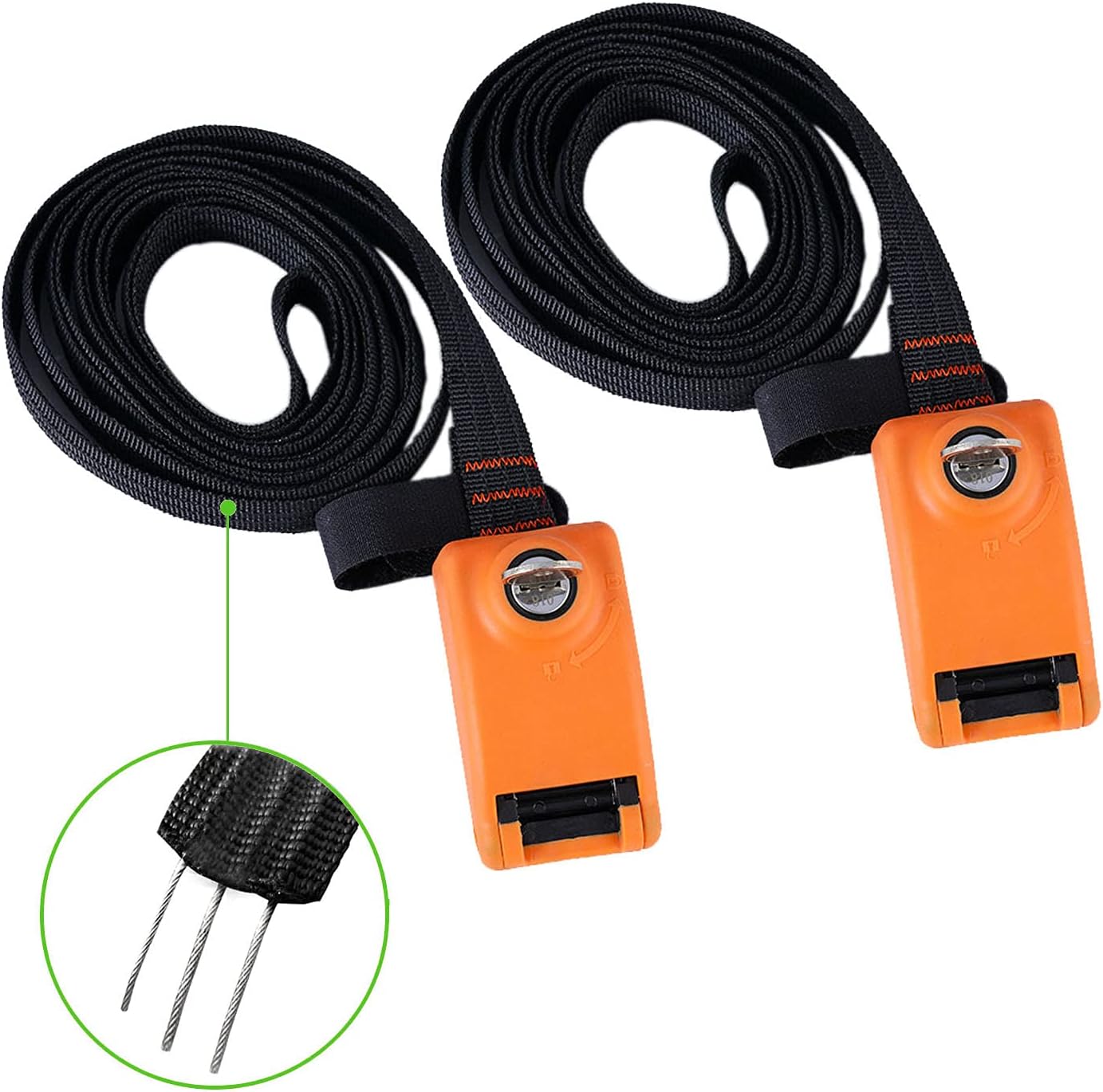 15ft Lockable Tie Down Strap with Silicone Buckle, 2 Pack (Orange) Z888530