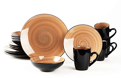 16pc Black Speckled Stoneware Dinnerware Set R74041