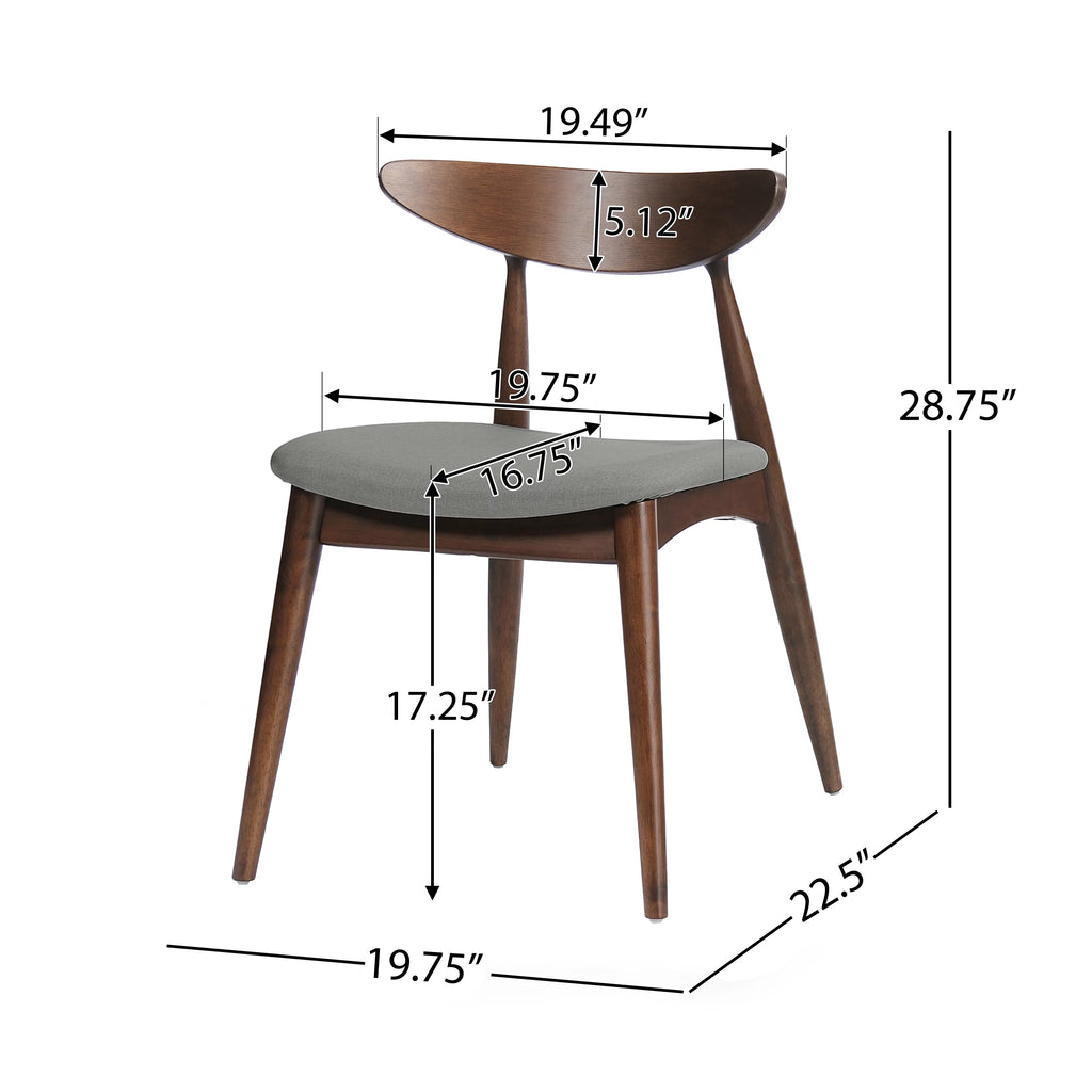 Light Grey Fabric Dining Chairs, Set of 2 F5978