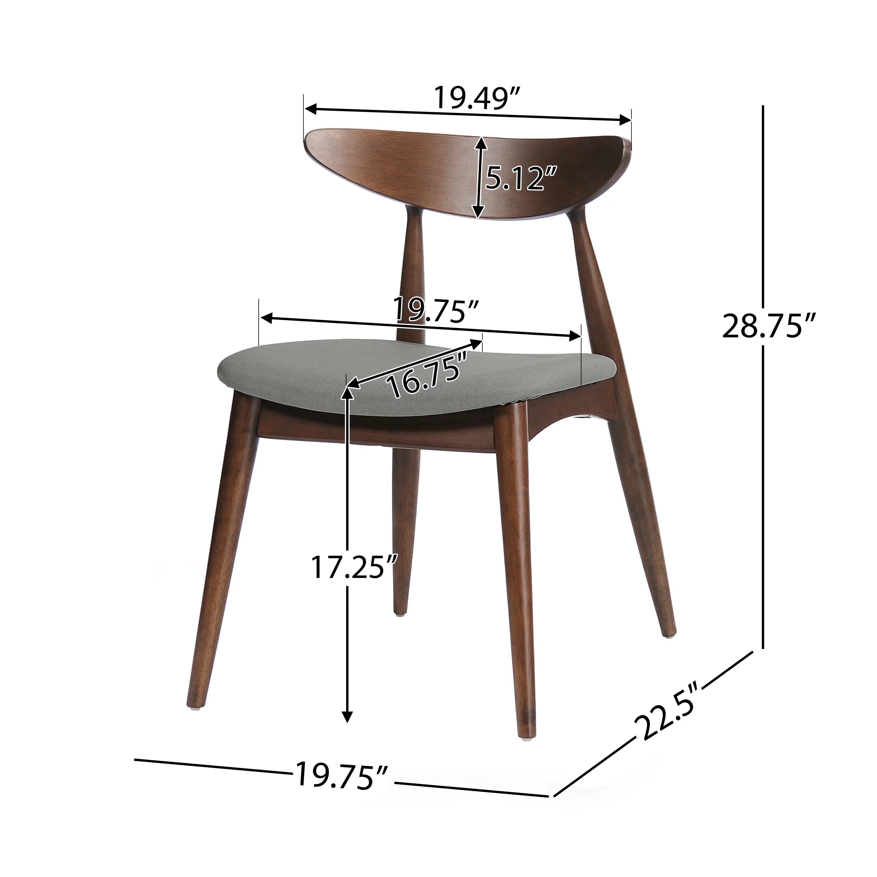Light Grey Fabric Dining Chairs, Set of 2 F5978