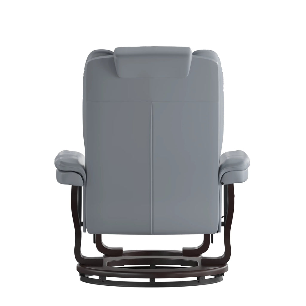 Gray Faux Leather Recliner with Ottoman M541
