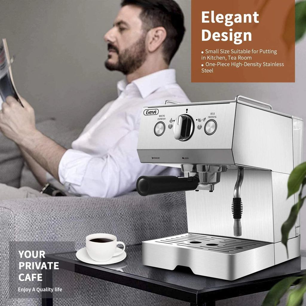 Silver Stainless Steel 15 Bar Espresso Machine S39305