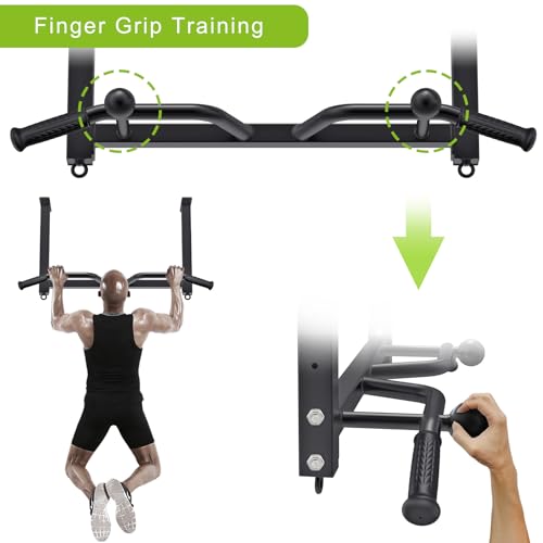 32" Ceiling Mounted Heavy Duty Pull Up Bar with Punching Bag Hanger and Resistance Bands Q7884